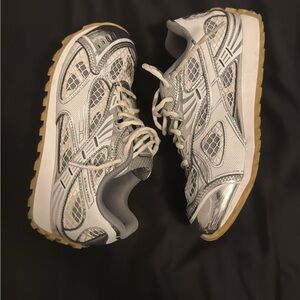 Bottega Veneta White and Silver Athletic Shoes